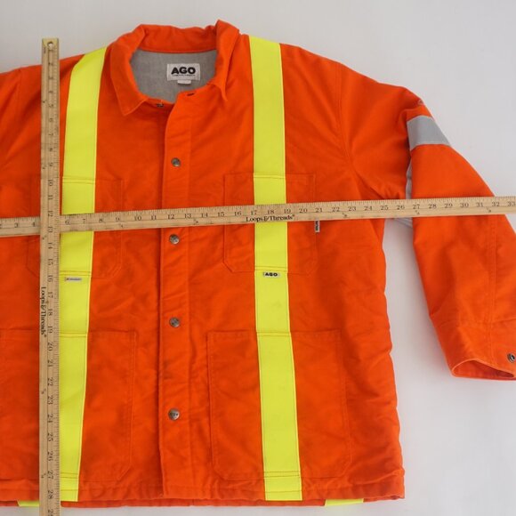 AGO Flame Resistant Endura Ultra Soft Orange Canvas Reflective Button Up Jacket - Picture 4 of 15